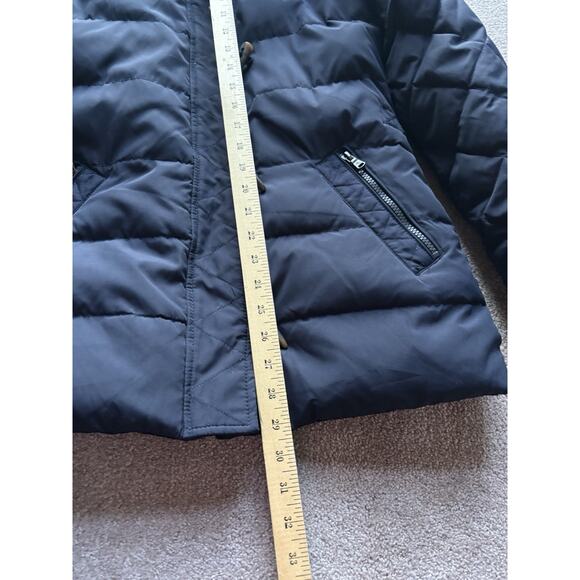 Lauren Ralph Lauren S Down Coat Jacket Navy Puffer Toggles Faux Fur Hood - Picture 5 of 9